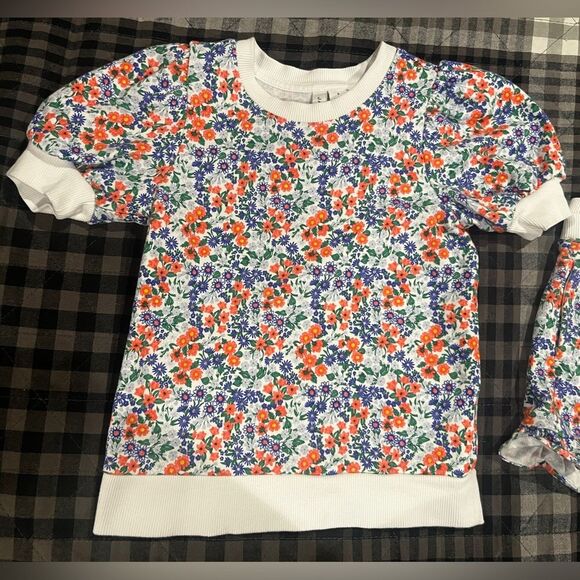 Janie and Jack Floral Matching Set French Terry Shorts and sweatshirt Size 5 - Picture 3 of 6
